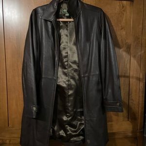 Brown leather 3/4 coat